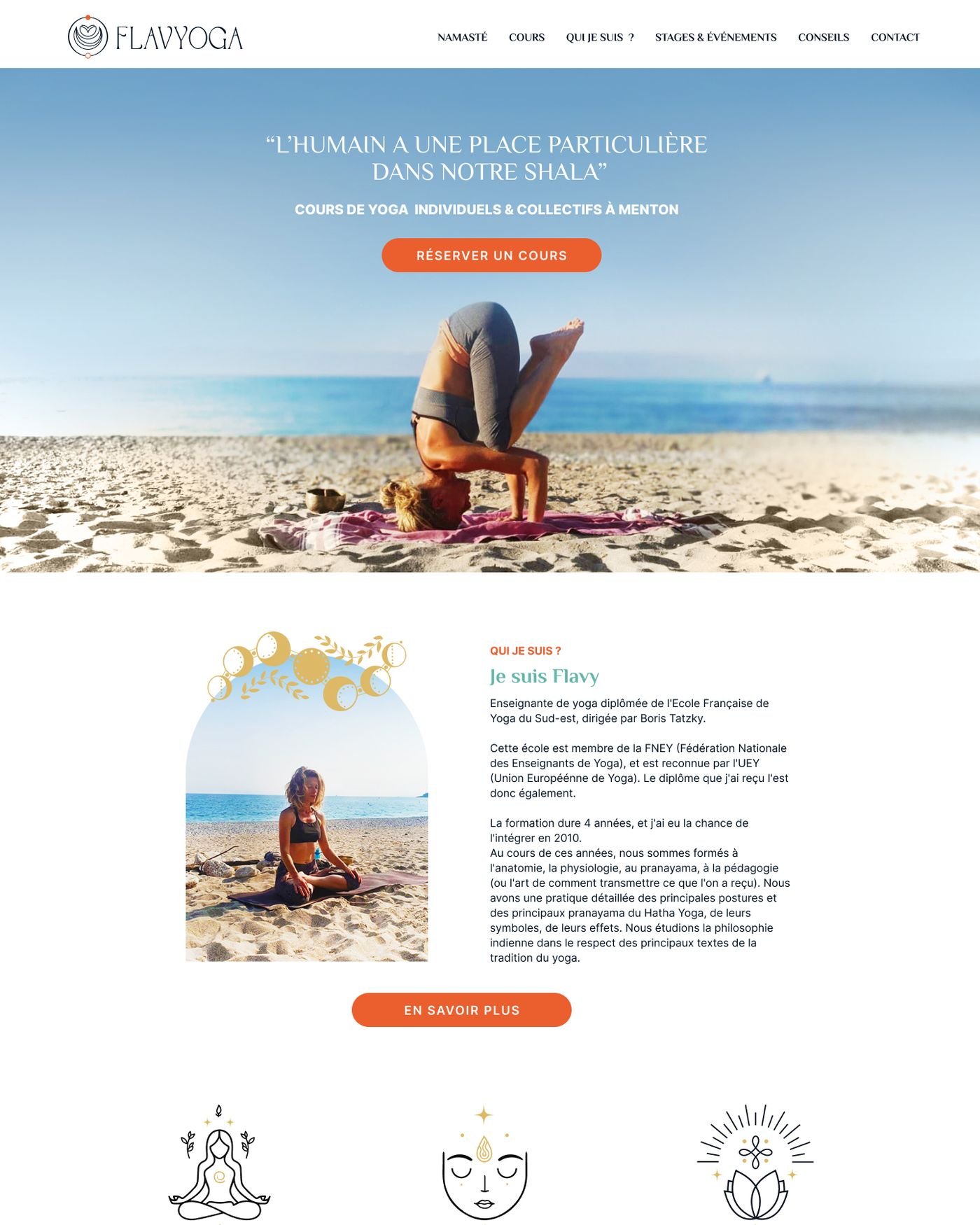 Maquette de la page d'accueil du site FlavYoga