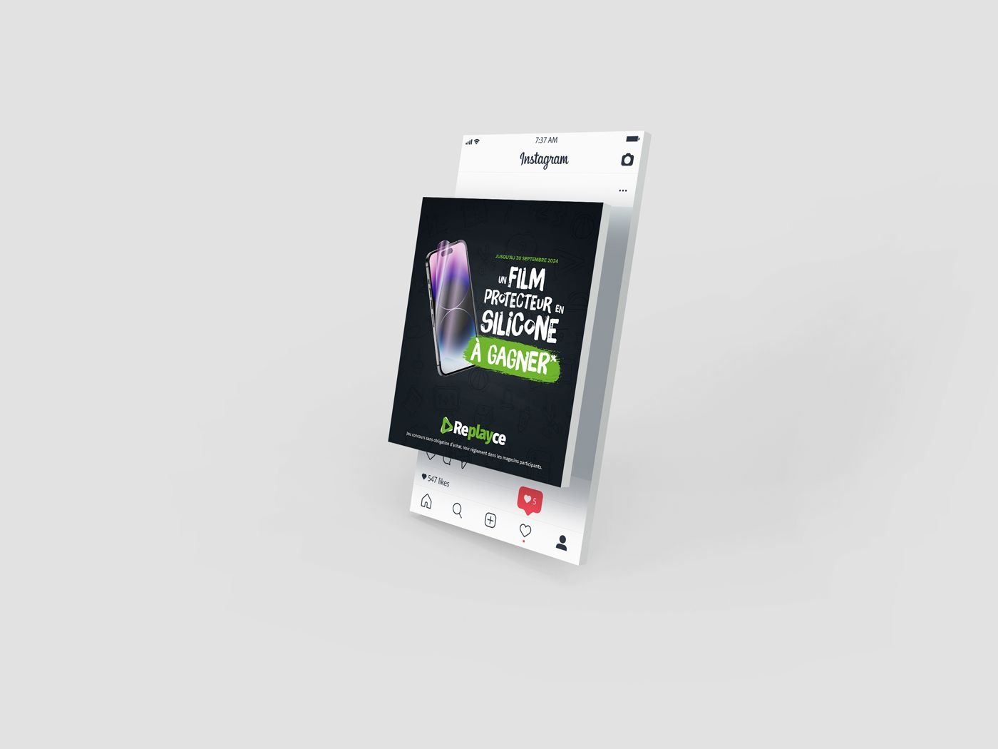 Publication Replayce affichée sur mobile
