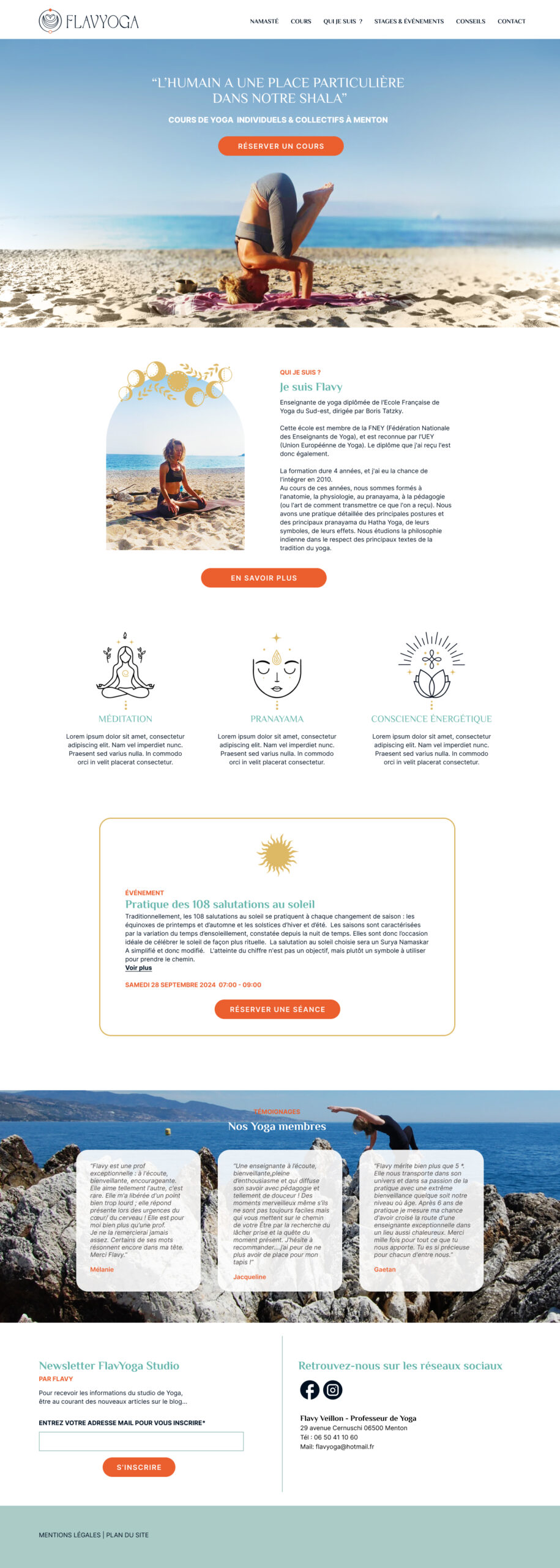 FlavYoga — Homepage webdesign