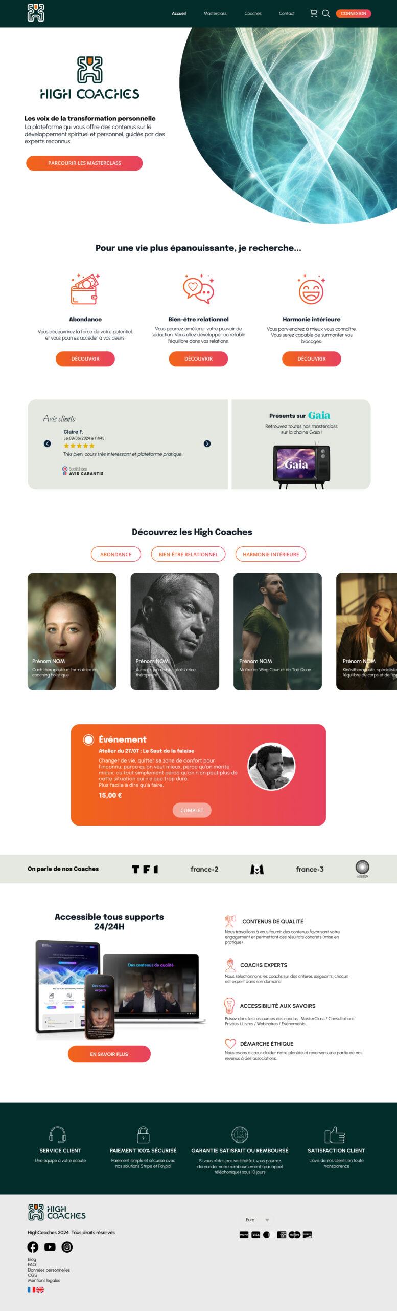 High Coaches — Homepage UI design